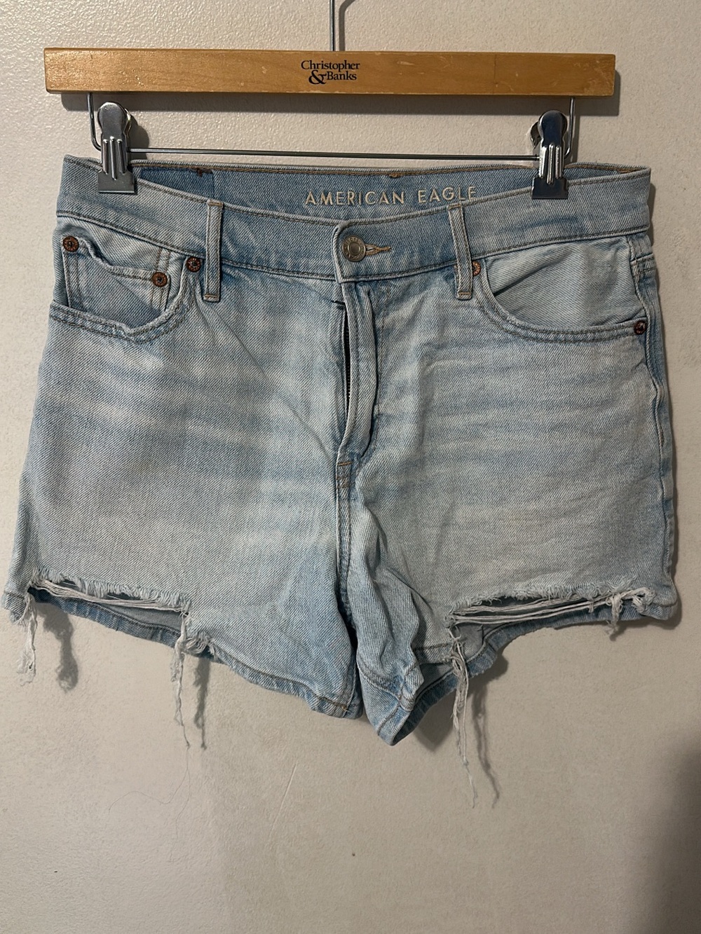 American Eagle Outfitters Light Wash Distressed Denim Shorts